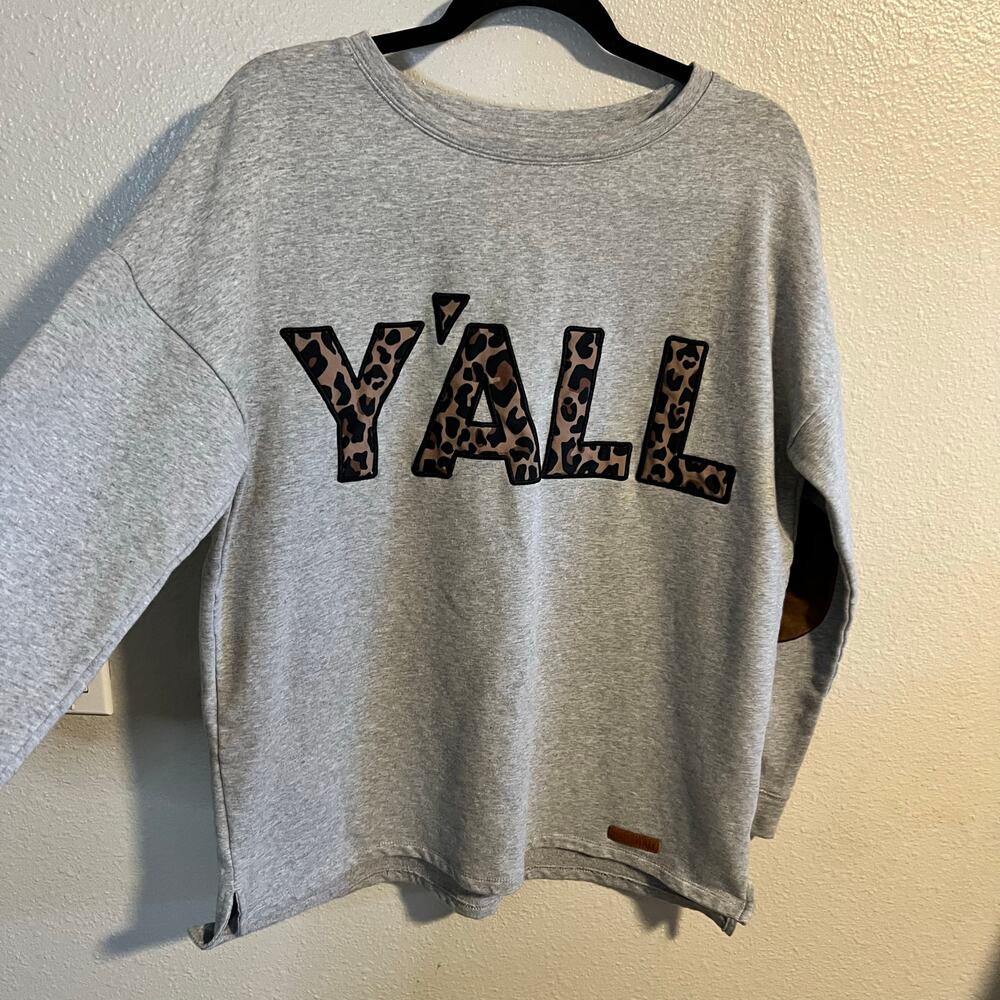 Marley Lilly Boutique Y'all Crewneck Oversized Sweatshirt Pullover Size S/M